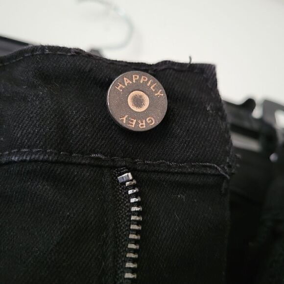 Happily Grey Black Denim/Jean Mini Skirt Front Slit NWT 7/27 - Picture 5 of 11
